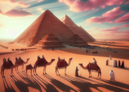 Pirámides de Egipto al atardecer